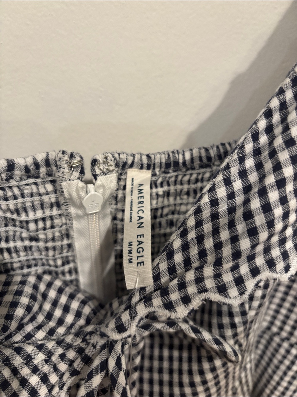 American Eagle Outfitters Black and White Gingham Puff Sleeve Dress - Picture 4 of 5